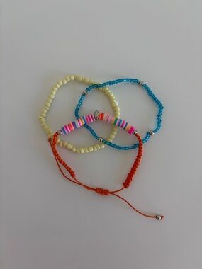 Kids Multicolor Beaded Bracelet Set - Yellow, Blue, Orange